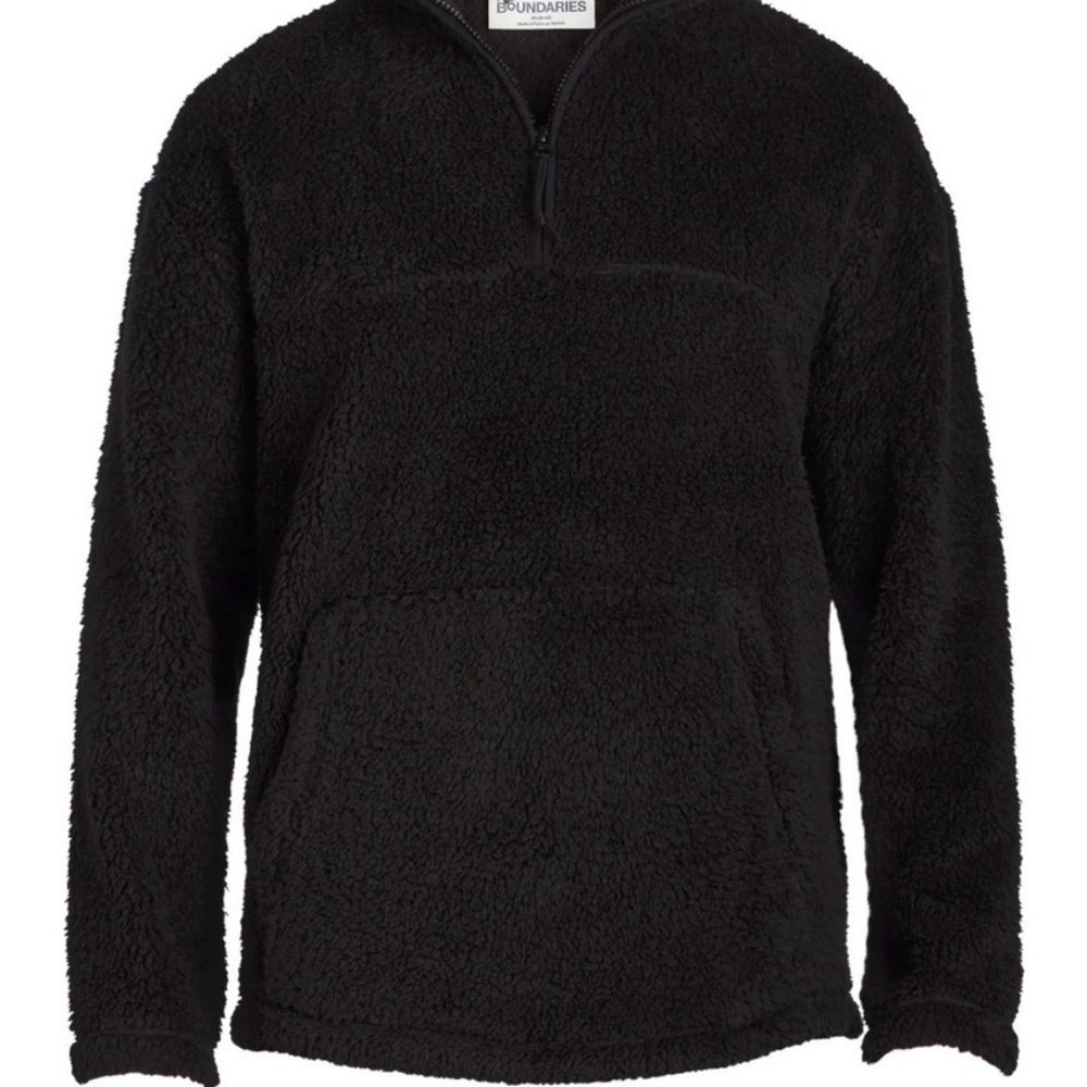 No Boundaries Black High Pile Faux Fur Fleece Half-Zip - XXL - MWT